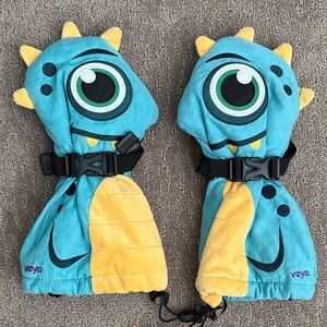 Veyo Kids Dinosaur Mitten Gloves - Blue and Yellow